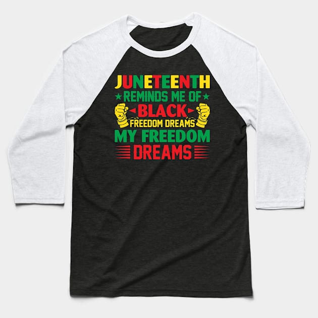 Afro Black Heritage Juneteenth Reminds Me of Black Freedom Baseball T-Shirt by Pizzan